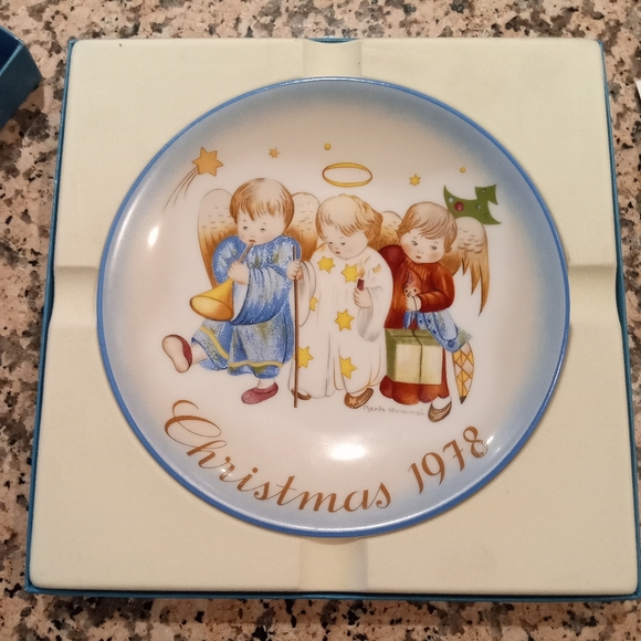 Vintage 1978 Heavenly Trio Angels Porcelain Ltd Ed Christmas Plate Schmid w Box - Picture 2 of 9